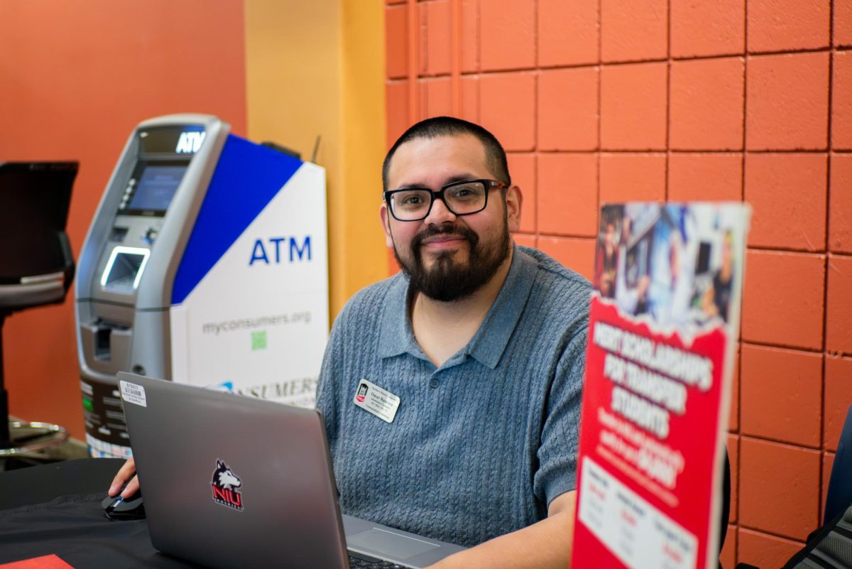 Omar Ramirez, admissions counselor at Northern Illinois University, reflects on his academic journey on April 6, 2026. Ramirez is an ECC graduate who now helps guide students to a seamless transition into NIU.
