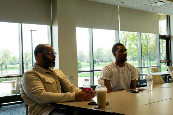 TRIUMPH and SURGE meeting at Elgin Community College on April 27, 2026. ECC's automotive, HVAC, and welding programs have seen an increase in male enrollment over the last five years, as students turn to skill trades rather than traditional four year programs.