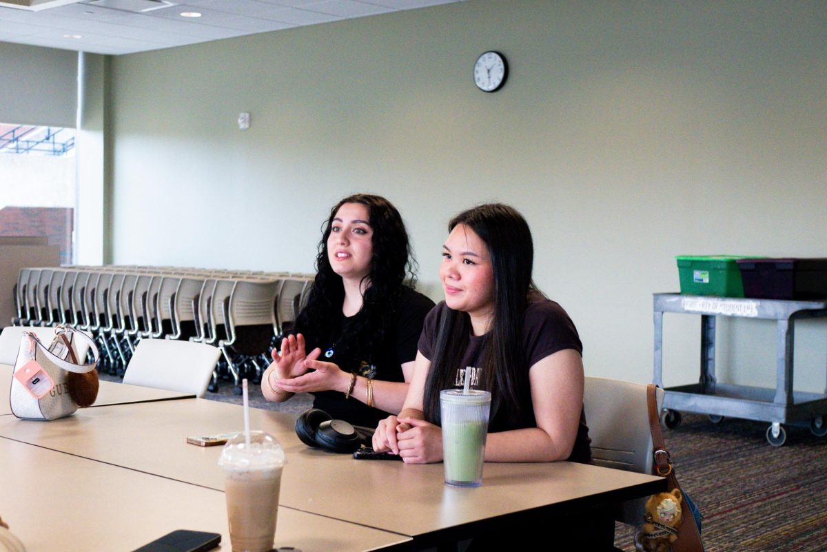 Students have a discussion during  ECC's Triumph and Surge meeting on April 27, 2026. Other colleges nearby have shown a similar pattern to ECC's gender enrollment gap, with Harper College reporting 56% female and 44% male students during the 2024-2025 academic year.
