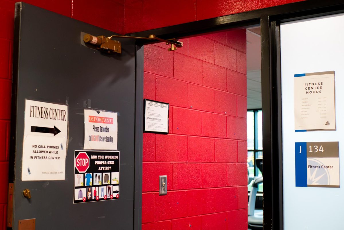 ECC’s Fitness Center located in J134 on April 30, 2026. The Fitness Center is one of ECC’s few resources that is open to students who are taking night classes.