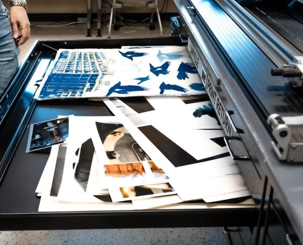 A drawer of prints and other projects are shown by Photography Professor, Travis Linville, on March 24, 2026. Darkroom Photography classes (ART-120 and 124) have been made available for the Spring and Fall semesters, offering three credits for each of those classes.